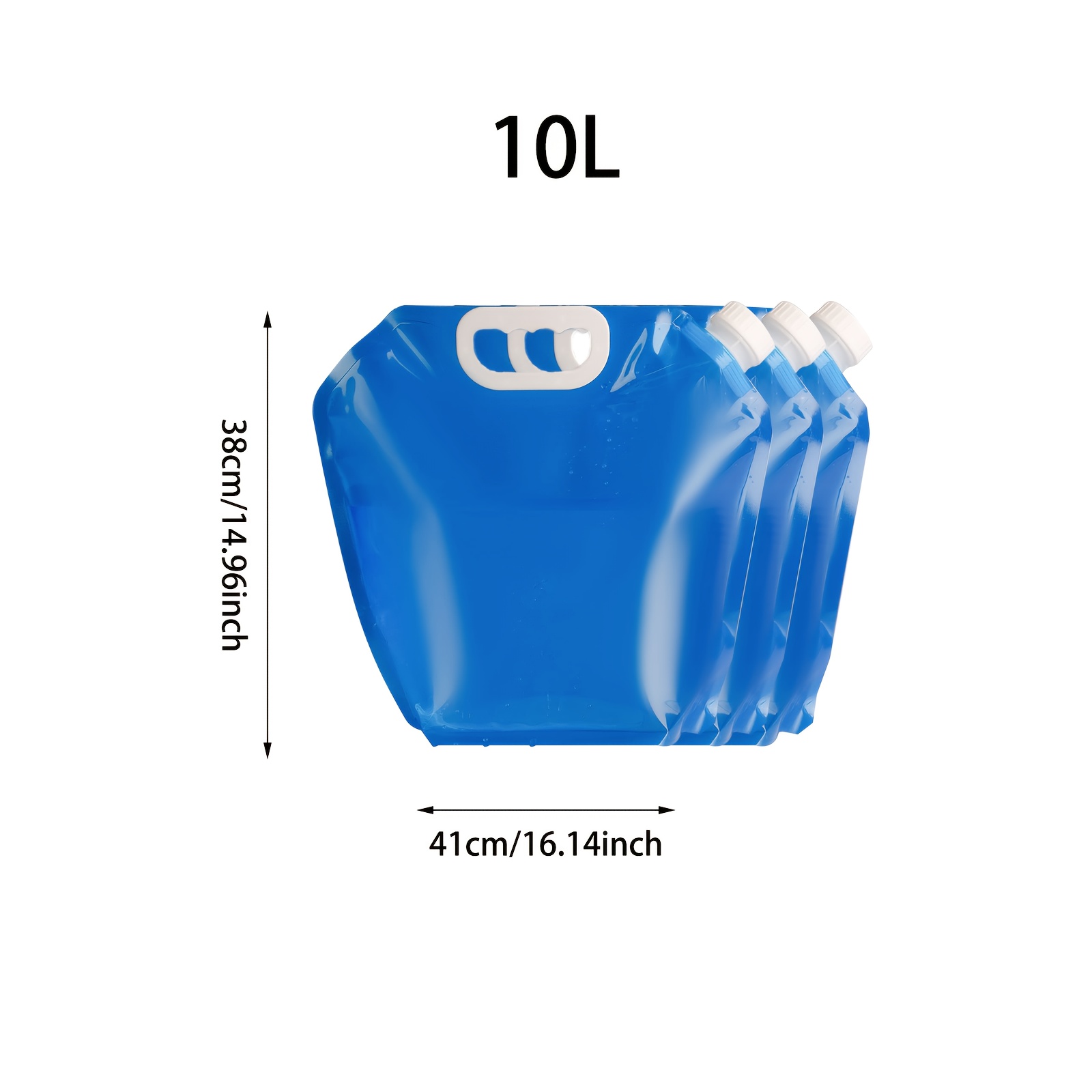 Image of 3pcs Pe Polyethylene Water Bag, Blue, Foldable, Durable And Leakproof, Freezable, Handle, Food-grade Plastic. Suitable For Outdoor, Emergency, Camping, Hiking, Travel, Ice Bath (5l/10l)