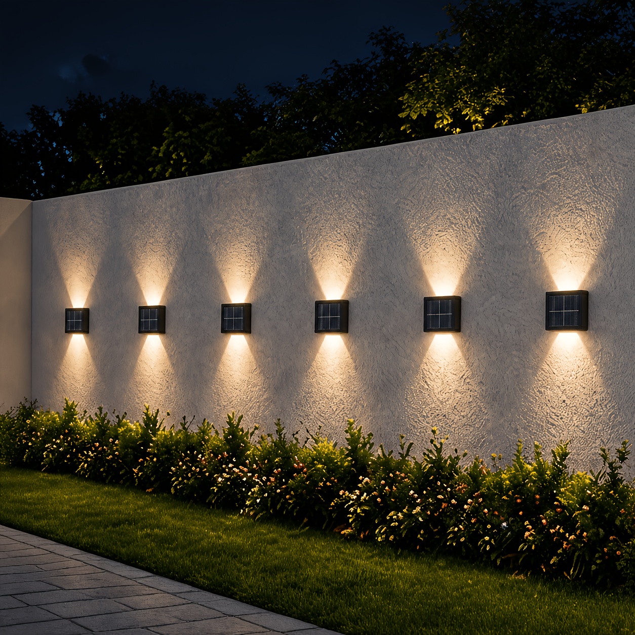 Image of Smart Solar Wall Lights Outdoor Ipx4, 2/4/6/8 Led Fence Step Light, Light Sensor Garden Stair Deck Decorative Lamp Warm White