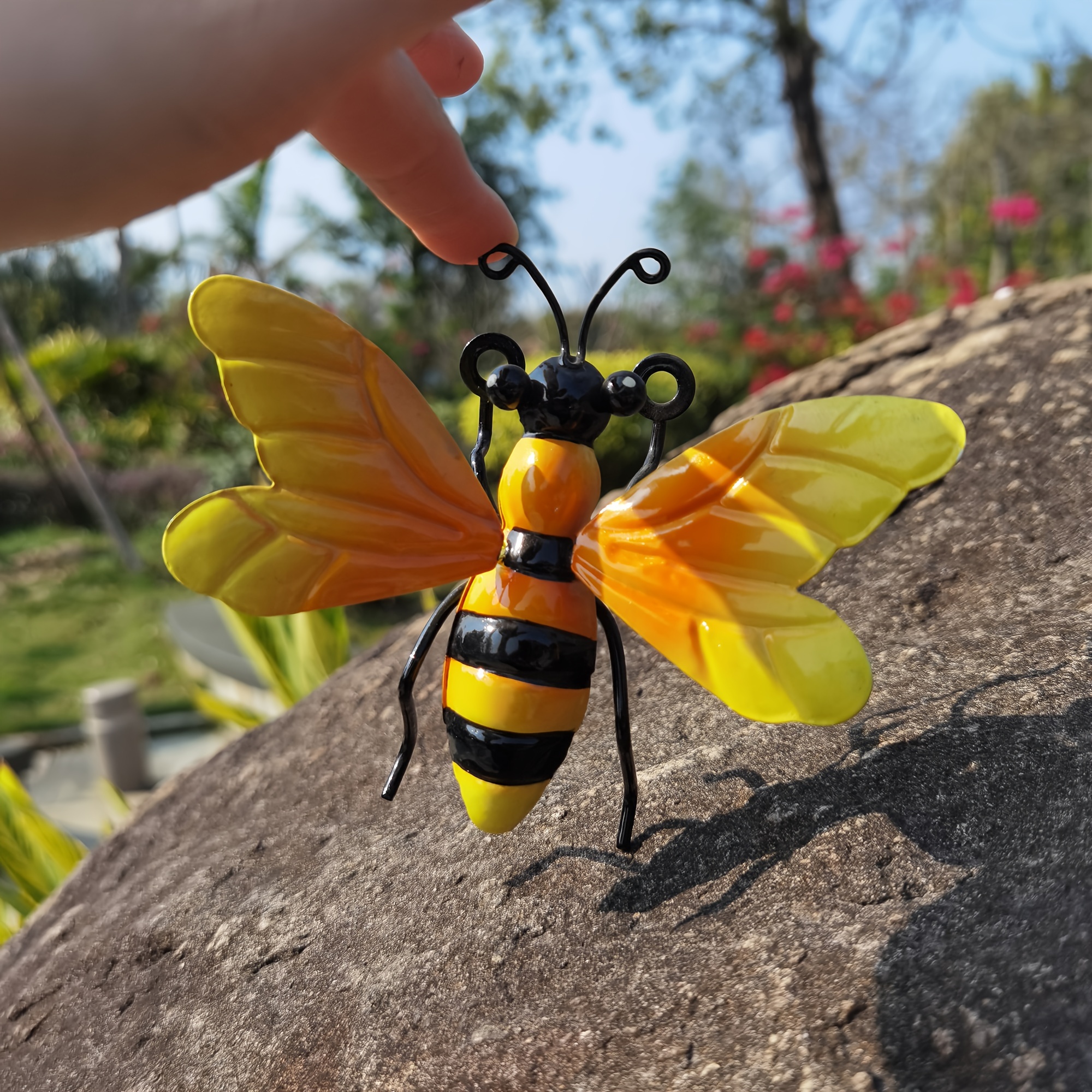 Image of 3d Iron Bee Wall Art Sculpture - Insect-themed Decorative Piece, Home, Garden, Housewarming, Mother's Day & Christmas Gifts