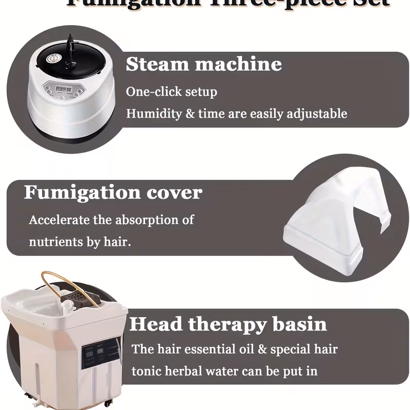 equipment for head spa including a shampoo basin a large 60l water tank with fumigation and water circulation designed for japanese massage and light for intended for use with a shampoo bed bed not included Product details 2