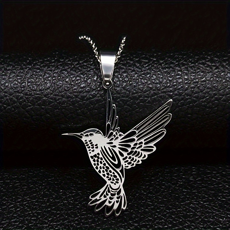 TEMU Hummingbird Pendant Women' Steel Necklace Bird Necklace Hummingbird Jewelry N742