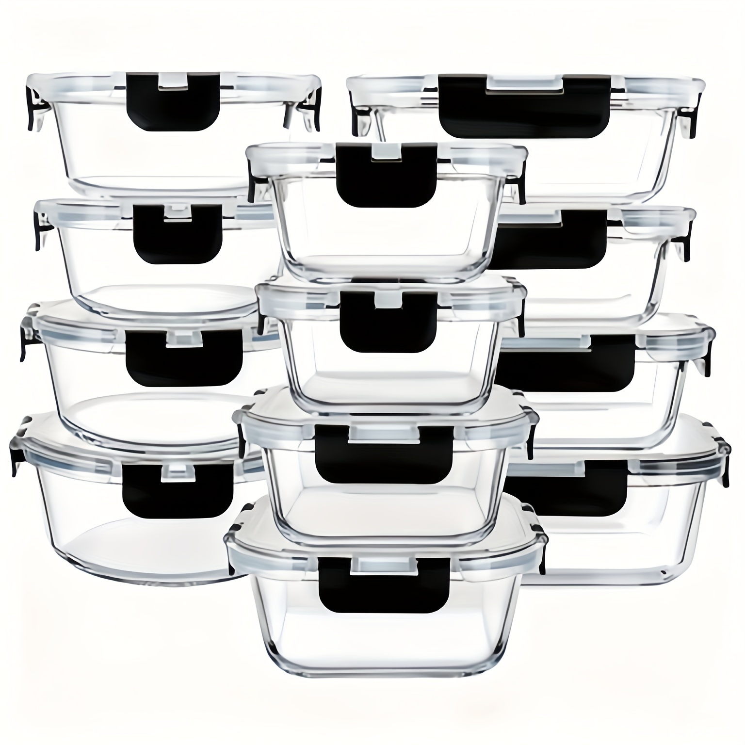 24 boîtes de conservation des aliments, ensemble de boîtes à lunch étanches pour le rangement de la cuisine, directement en provenance du entrepôt local, comprenant 12 récipients en verre + 12 couvercles, hermétiques et adaptés au congélateur, boîte à lunch en verre, convient pour l'organisation des armoires et de la cuisine