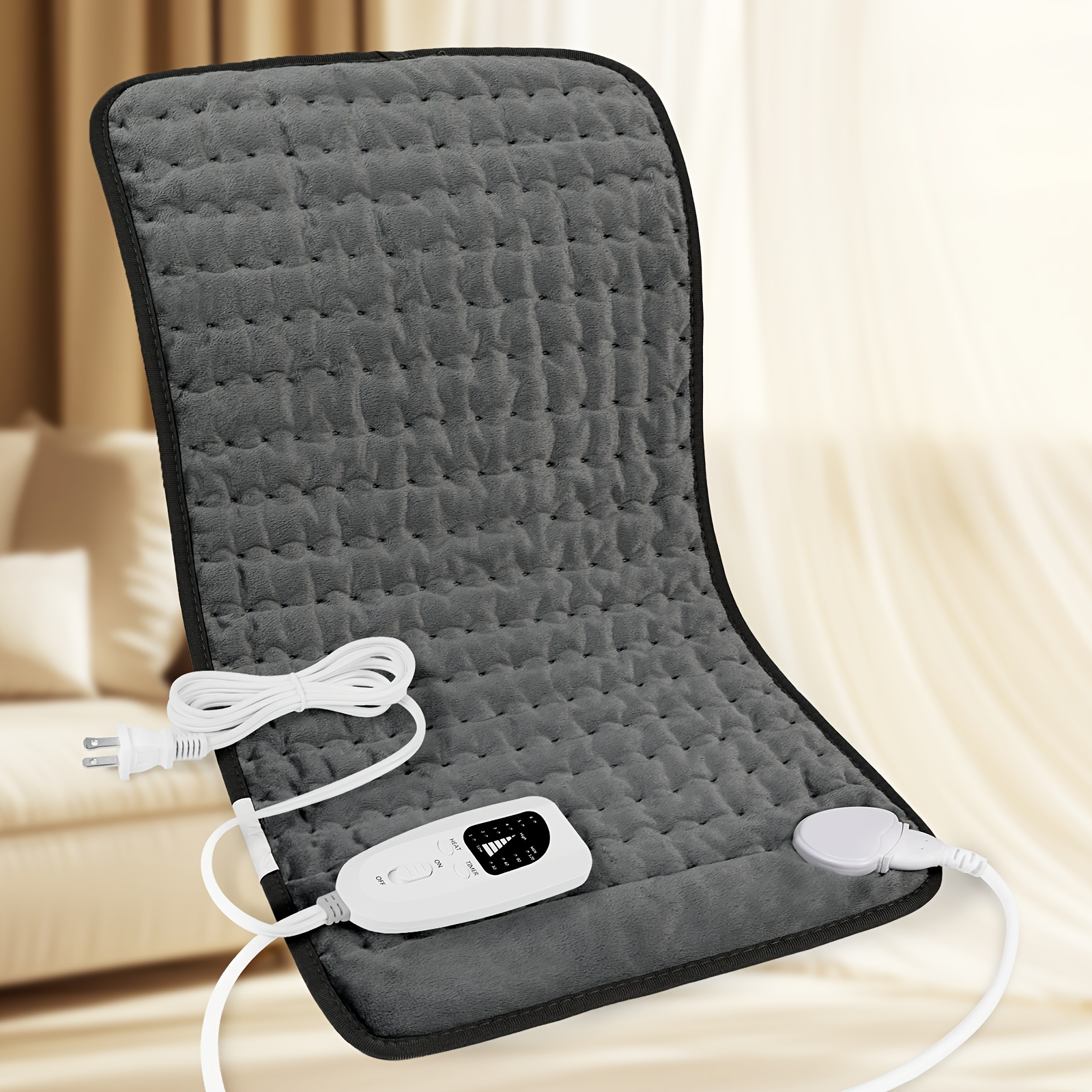 TEMU Extra Large Heating Pad, 24in X 12in, 6-speed Temperature Adjustment, Options, Quick Heating, Automatic , Portable - Machine Washable, Suitable