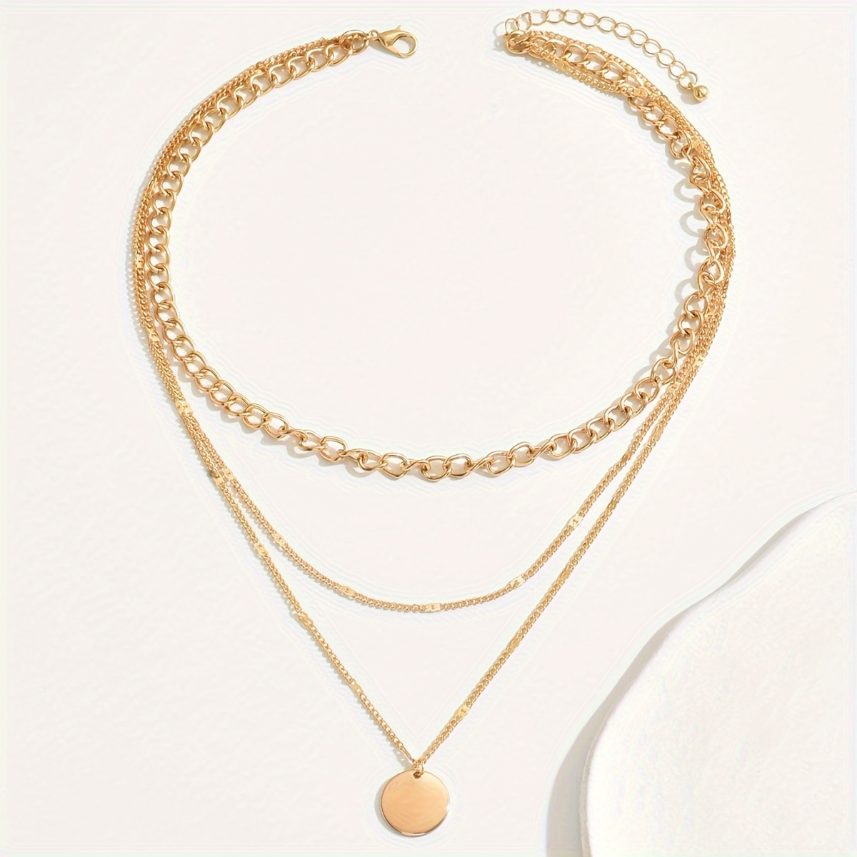 Layered Round Pendant Necklace for Women