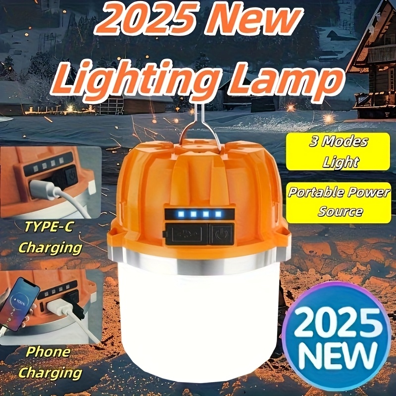 TEMU 2026 New Outdoor Lights For Camping Lantern, Built-in Battery Usb Rechargeable, Can Charge Mobile Phones, Led Camping Lights Outdoor Camping Bbq