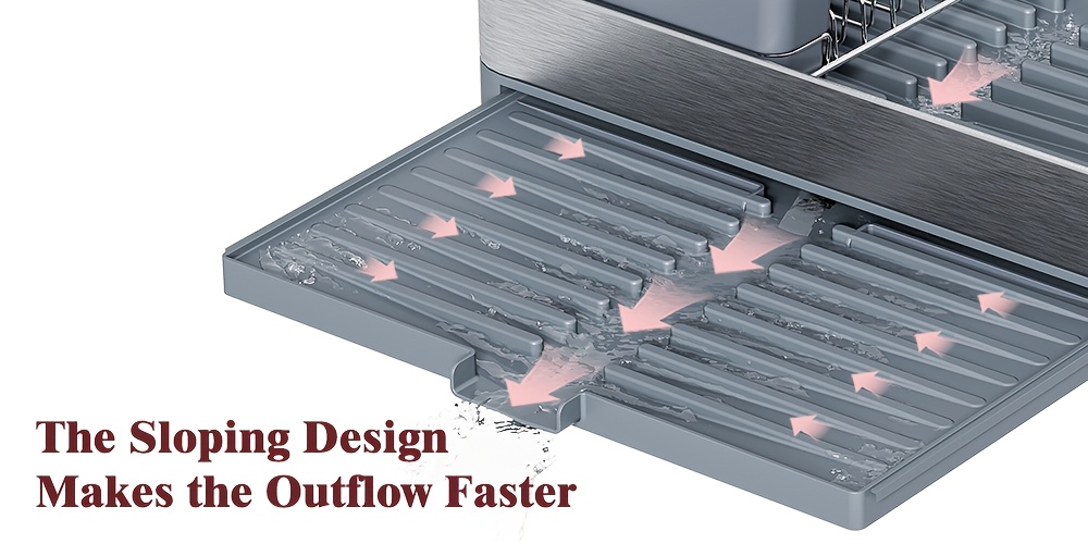 a versatile dish drying rack made of 304 stainless steel featuring a cup holder and cutlery holder Product details 3