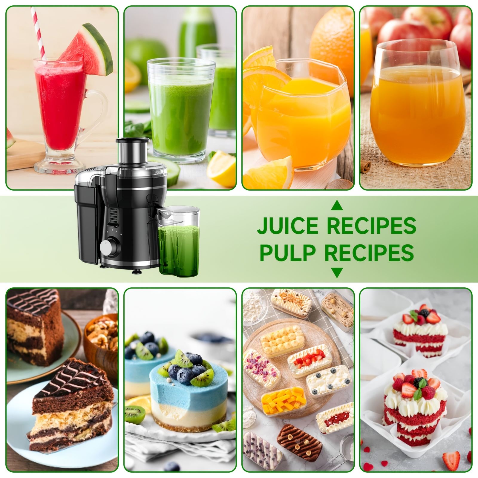 500W Centrifugal Juicer Machine with 3" Feed Chute, Dual Speeds, Stainless Steel, Dishwasher Safe, Detachable – Available in Green or Red