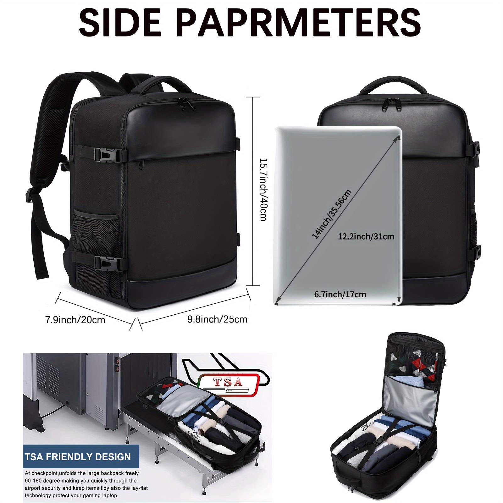 carry on bag small travel tote backpack multi functional pack flight case suitable for 14 inch and 15 6 inch laptops casual airline approved underseat bag backpack outdoor hiking sports details 1
