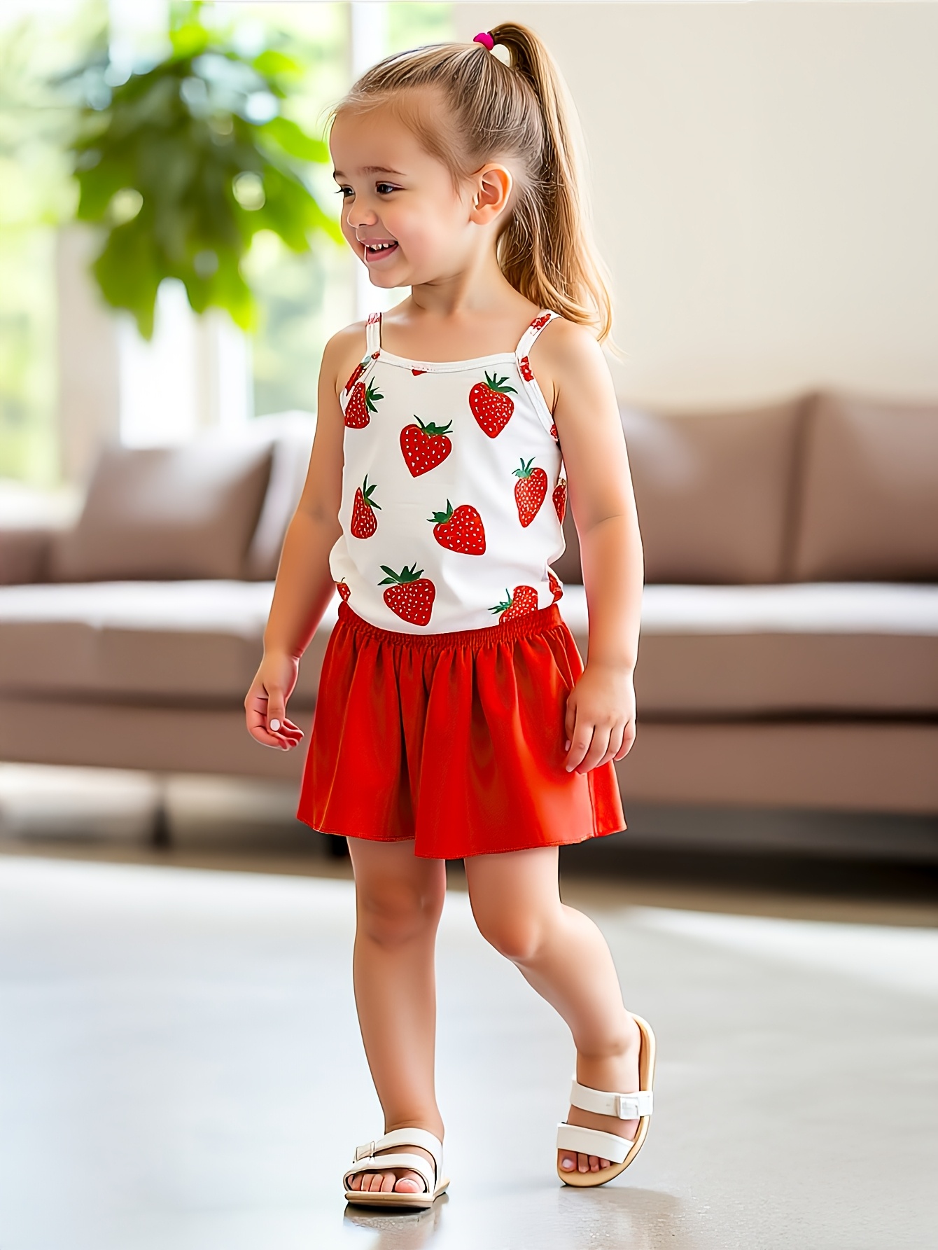 delige meisjes zomerrokset: aardbeienprint halterneck Temu