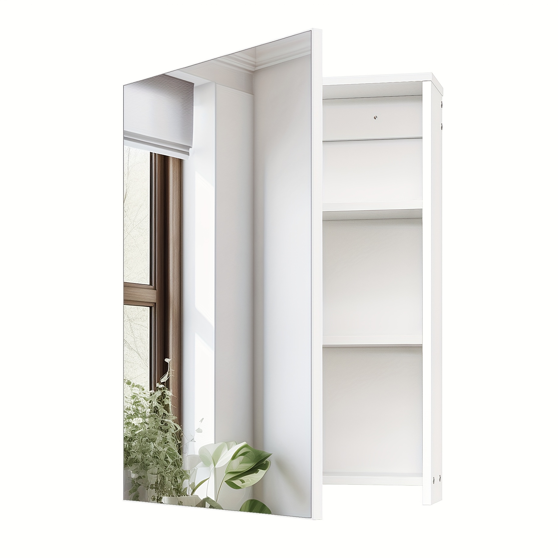 Image of Bathroom Mirror Cabinet, Wall-mounted Mirrored Storage Cabinet, Adjustable Shelves, Medicine Cabinet, Bathroom Vanity Storage Cabinet, 19.7'', 23.6'', 27.6'', White/black