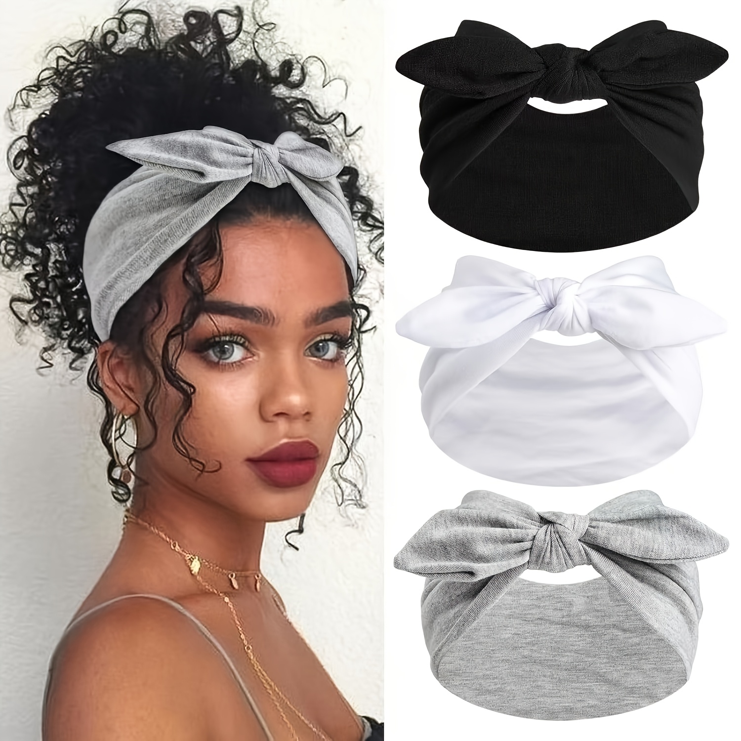 TEMU 3pcs Solid Color | Summer New, Anti-slip, Sweat Absorption, Breathable Elastic Headband, Suitable For Yoga, Running, Outdoor Activities
