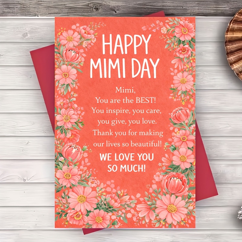 TEMU 1 Envelope And 1 Greeting Cardhappy Mimi Day Floral Greeting Card For Mimi Appreciation Greeting Card