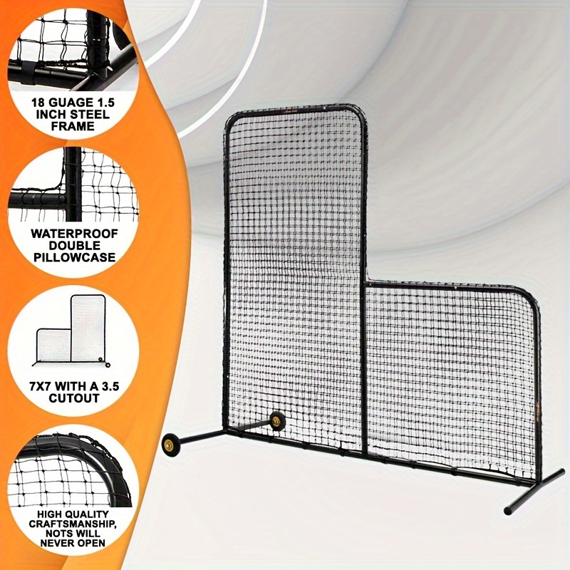 1pc Baseball L-Screen Net, L Screen Baseball Portable Net, Heavy Duty  Cricket Throw Down Baseball Net