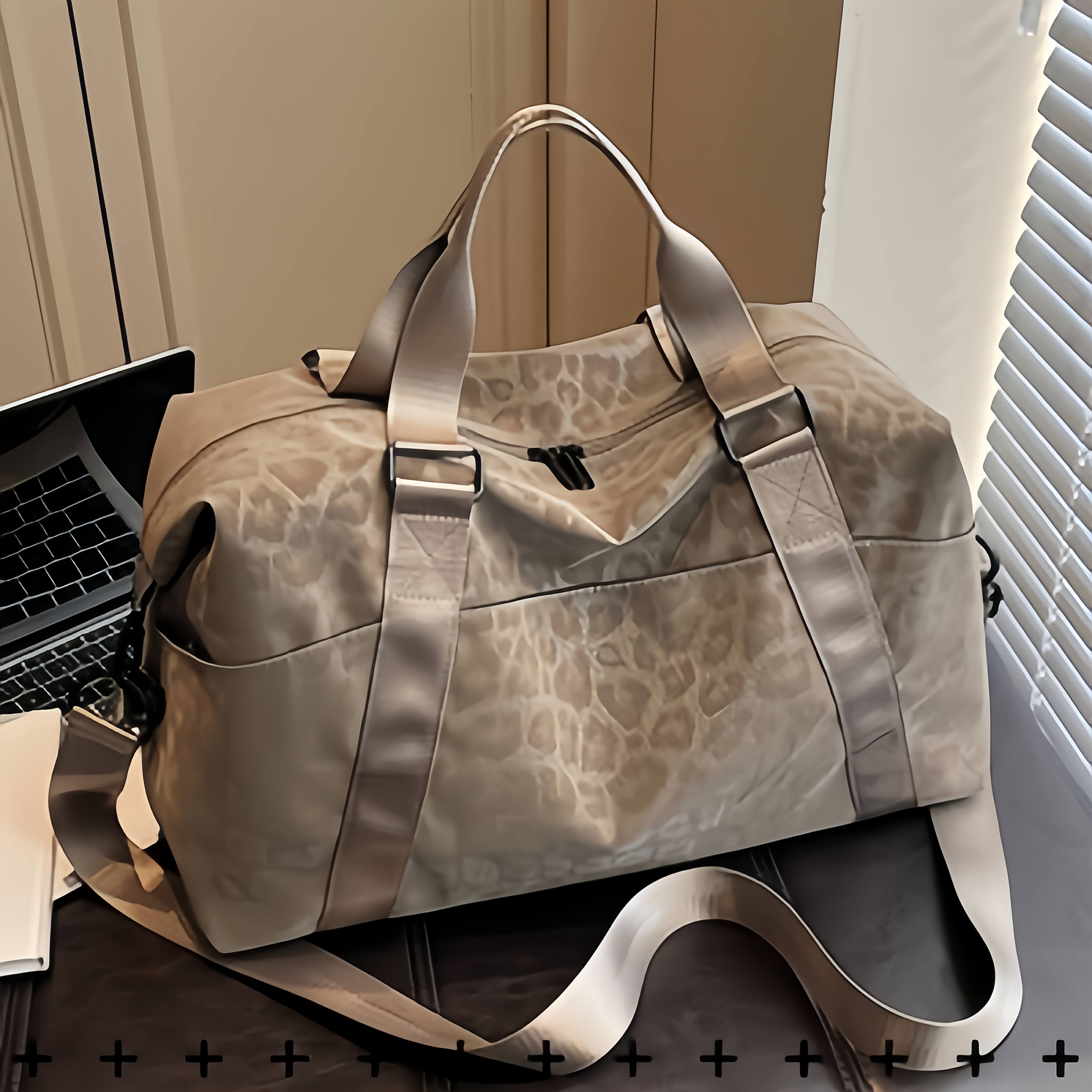 TEMU Leopard Print Pu Soft Lightweight And Large Capacity Multifunctional Multi Pocket Luggage Bag/tote Bag/fitness Bag/yoga Bag/crossbody Bag,