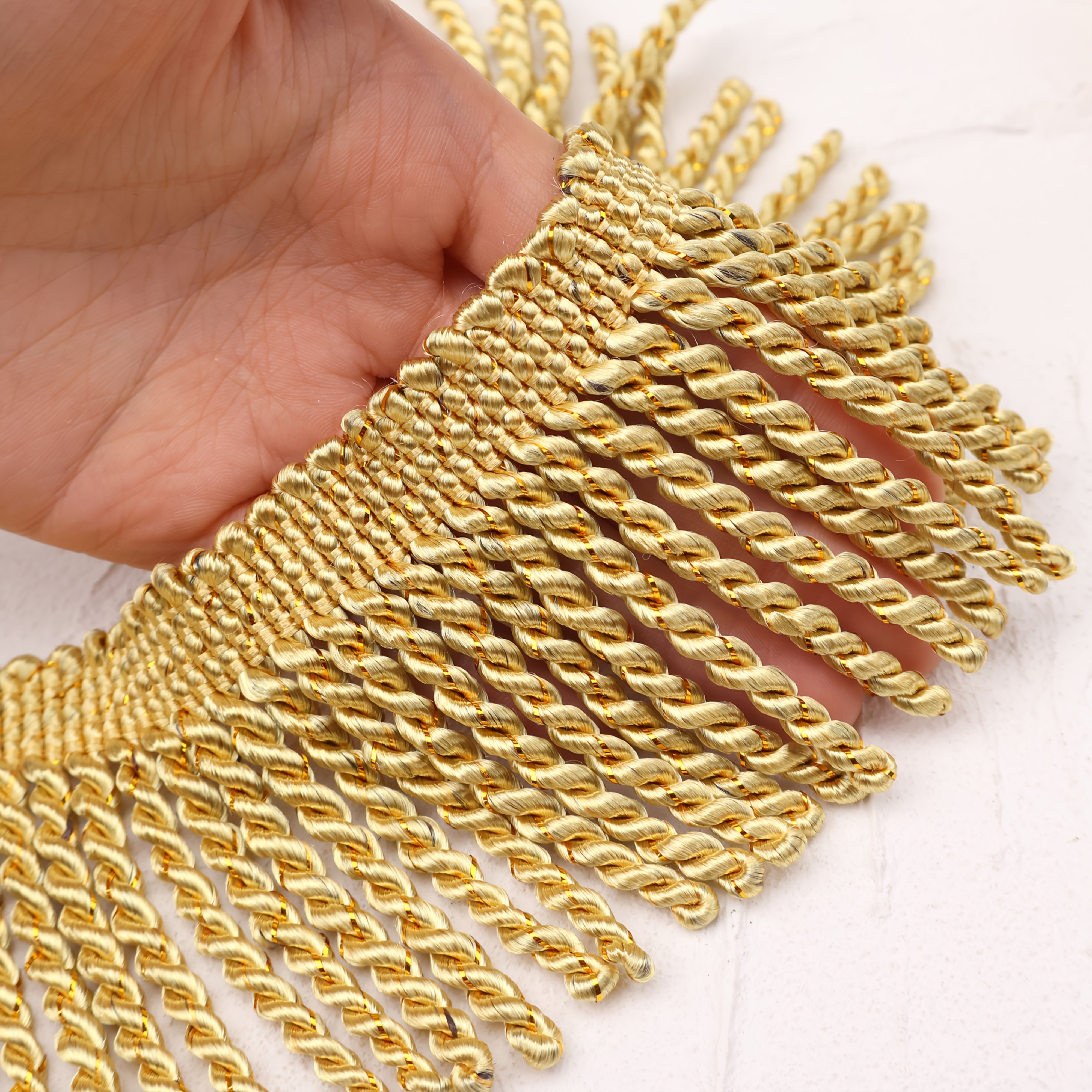 E-shop Frischenvorhang 3 Zoll 3 Yards Fransenband für Vorhänge, Lampenschirme, Kissen,