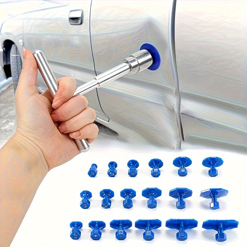 

18-piece Car Dent Repair Kit, T-handle Tool With Pads, For Light & Small Hail Damage , Stainless Steel, Silver Gray, Assembled, No Power, No Battery Required