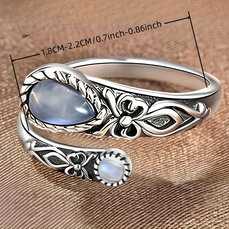 Women's Bohemian Adjustable Copper Moonstone Ring