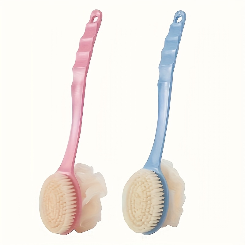 2 colors     2 in 1 dual head bath brush with soft loofah for back scrubbing convenient and fast Product details 4