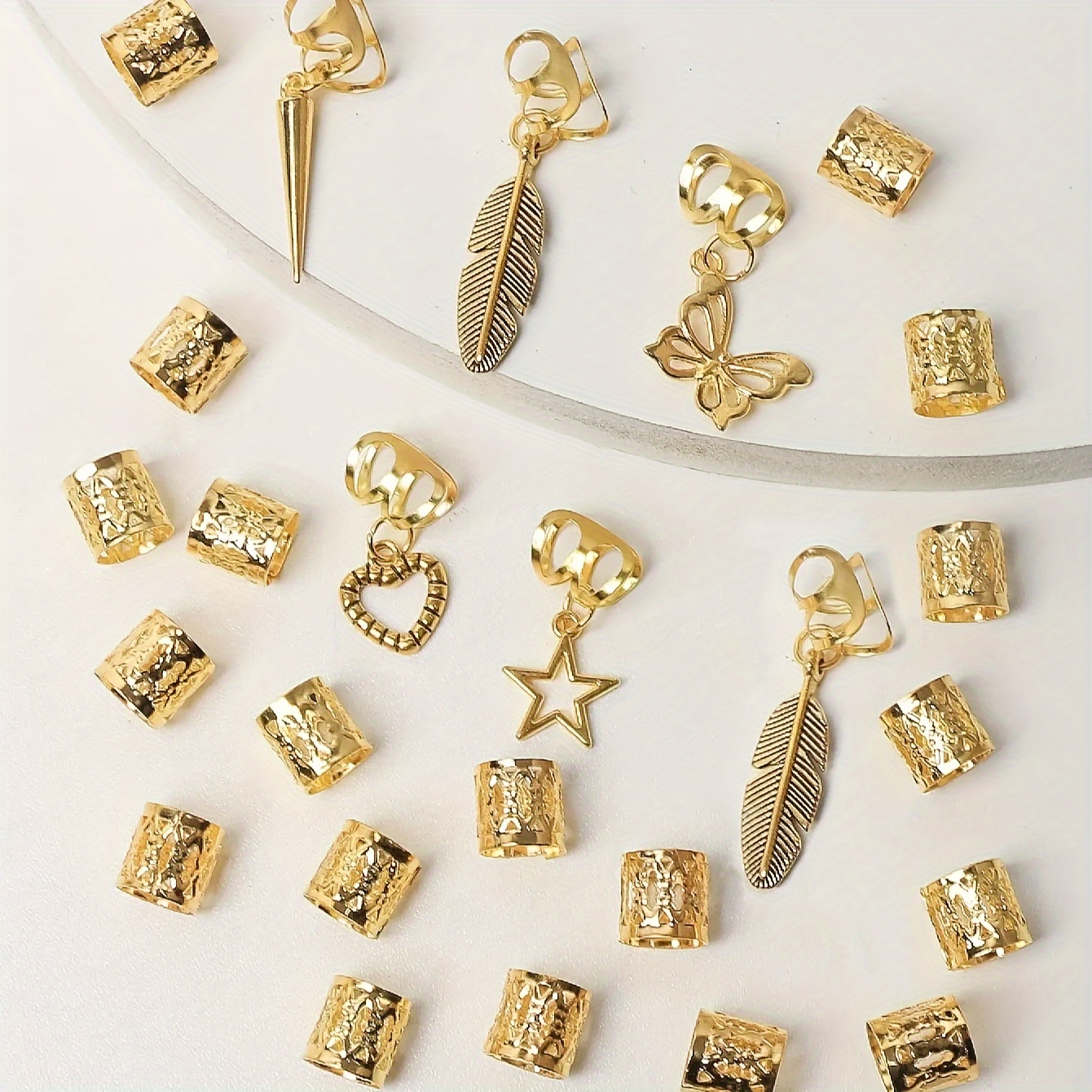 Image of 26pcs Alloy Dreadlock Hair Rings, Braiding Hair Clips, Western Hair Jewelry For Women, Suitable For Daily Wear, Parties, And Dates