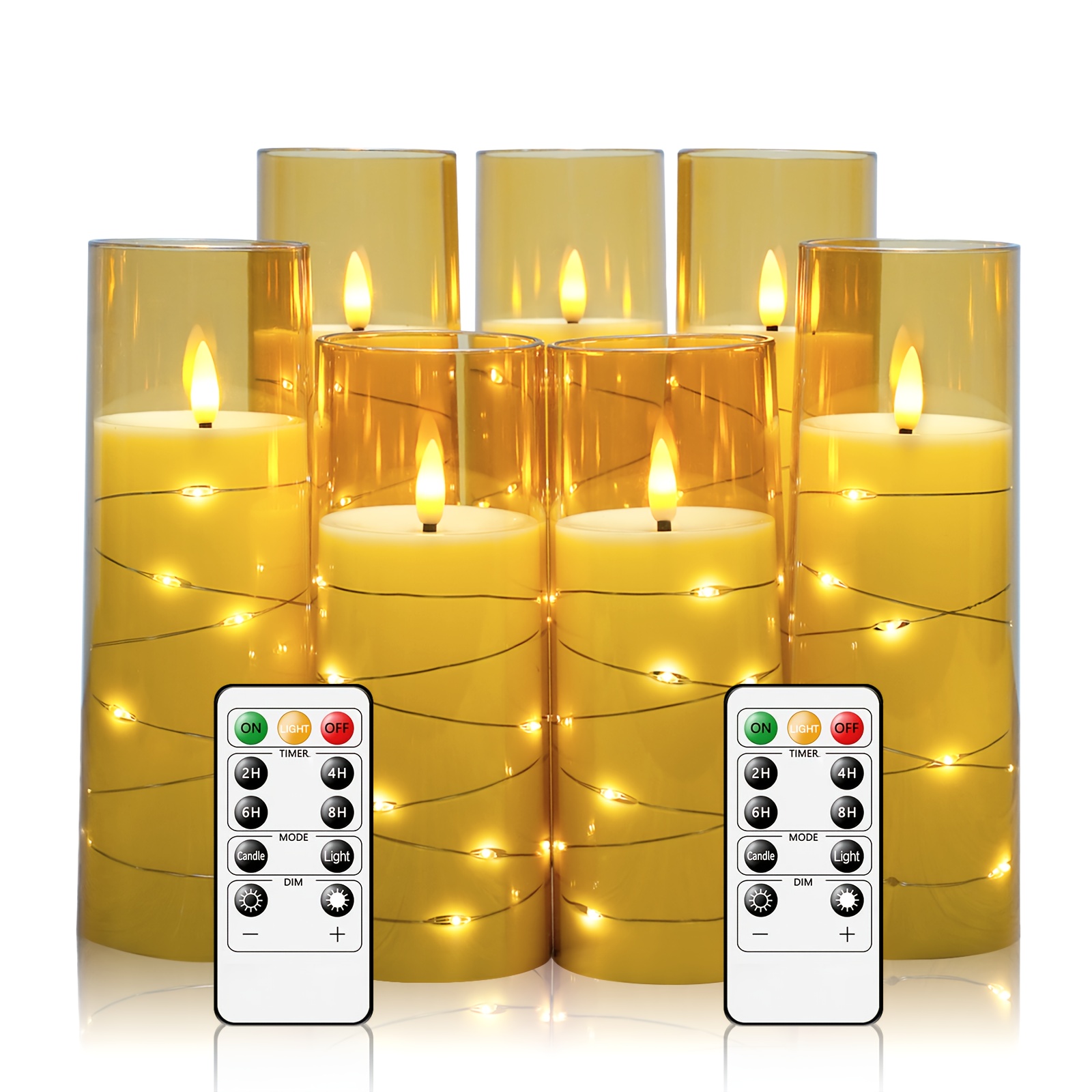 

Lameless Candle Battery Powered 7 Acrylic Flashing Led Candle With Remote Control Flameless Candle With Embedded Star String Home Decoration For Halloween And Christmas To Create