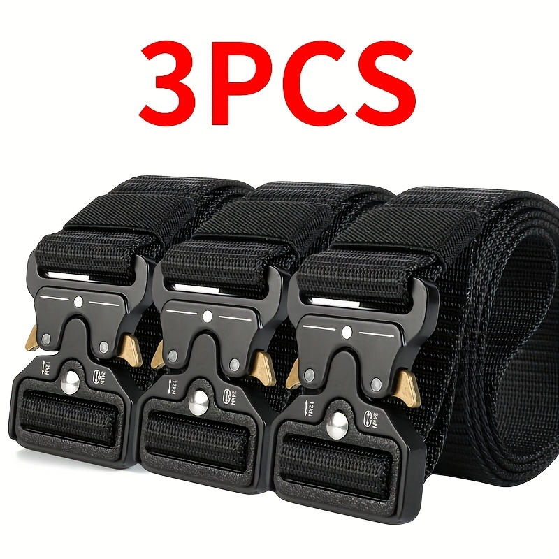 3 pack mens quick release locking   belts no operation required suitable for camping and use compatible with dress belts jeans and casual pants adjustable black ideal for survival and edc 6 colors  