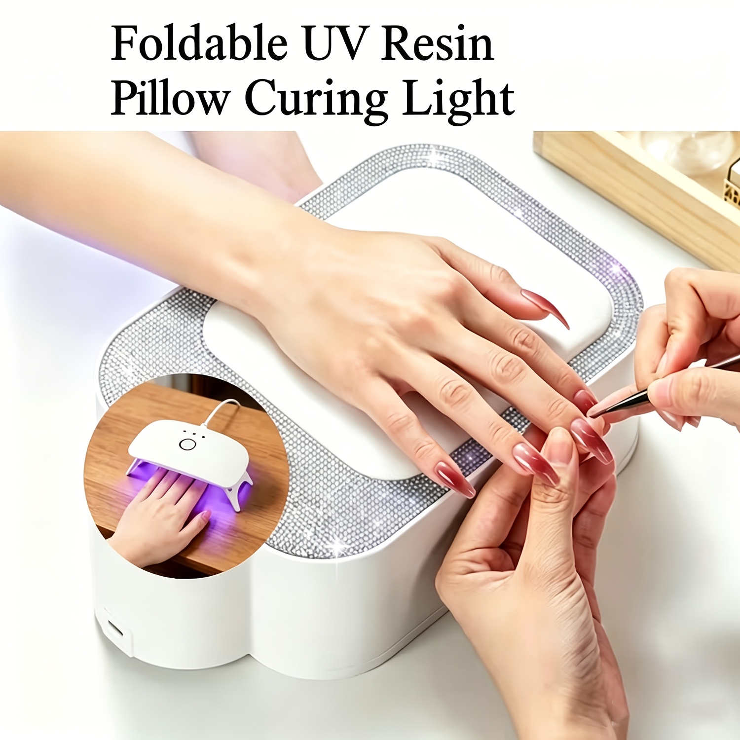 Image of Portable Gel Nail Lamp, 12w, 8 Led Beads, 3 Timers (60/90/150s) – Mini Light For Manicure, Home, Salon – For Women