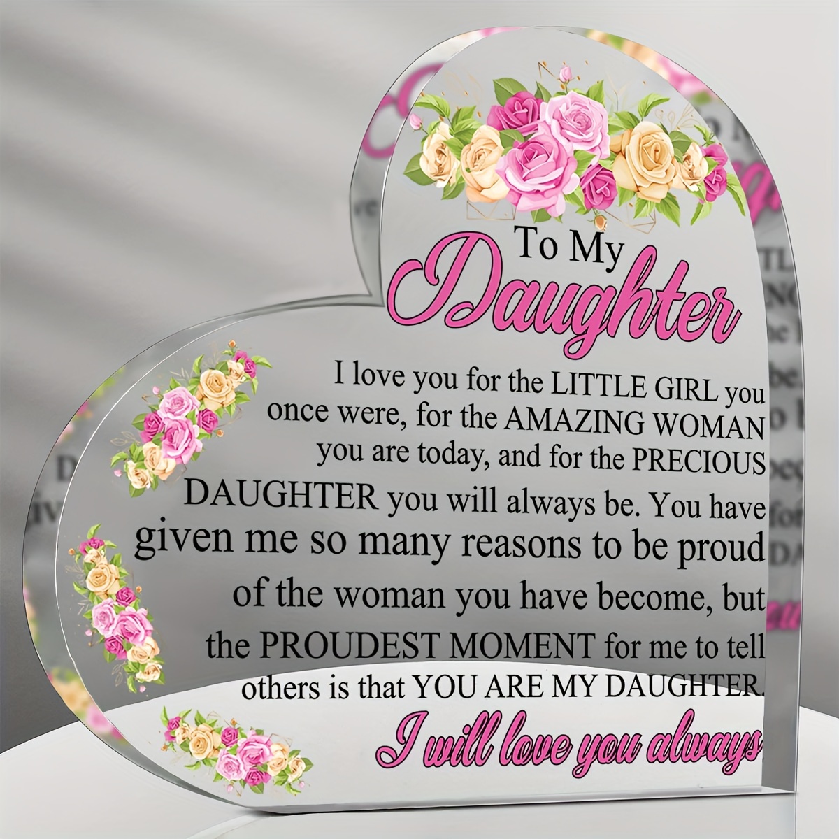 

Daughter - Acrylic Desk Plaque | Perfect Gift From Mom & Dad For Birthdays, Graduations, Weddings | Ideal For Christmas, Thanksgiving, Halloween