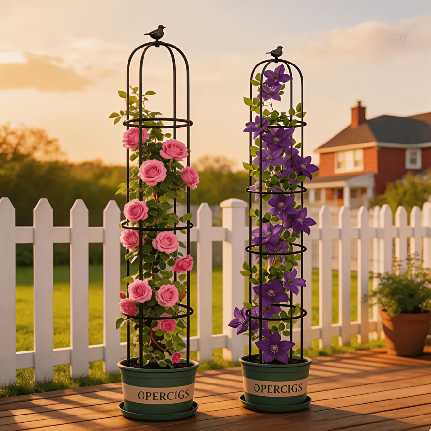 TEMU Lavande à Plantes Grimpantes de Jardin, Lot de 2, Support de 74,8 Pouces Résistant à la Rouille et Robuste avec Revêtement en Plastique, Support