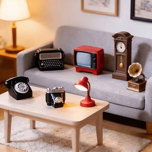 9pcs vintage miniature ornament set tv wall clock mini models dollhouse furniture accessories desktop nostalgic decorative trinkets creative gift