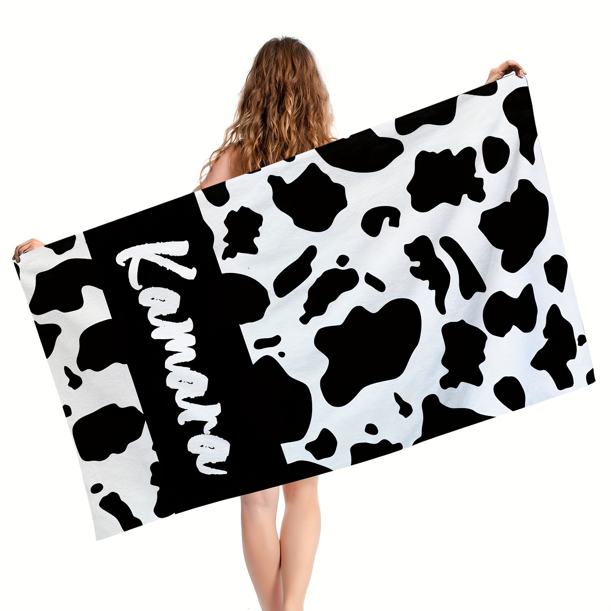 TEMU Custom Leopard Print Beach Towel With Personalized Text, Quick-drying, Soft Microfiber, Essential For Beach, Travel, Camping, Seaside, Swimming