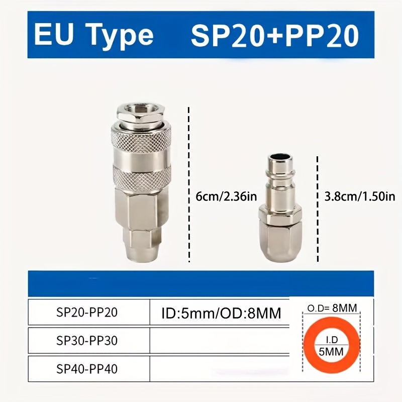 E-shop EU Typ Pneumatischer Schnellkupplungsanschluss Schnellkupplung PP 30 40 Europäische Luftkompressor Schlauch Düsen