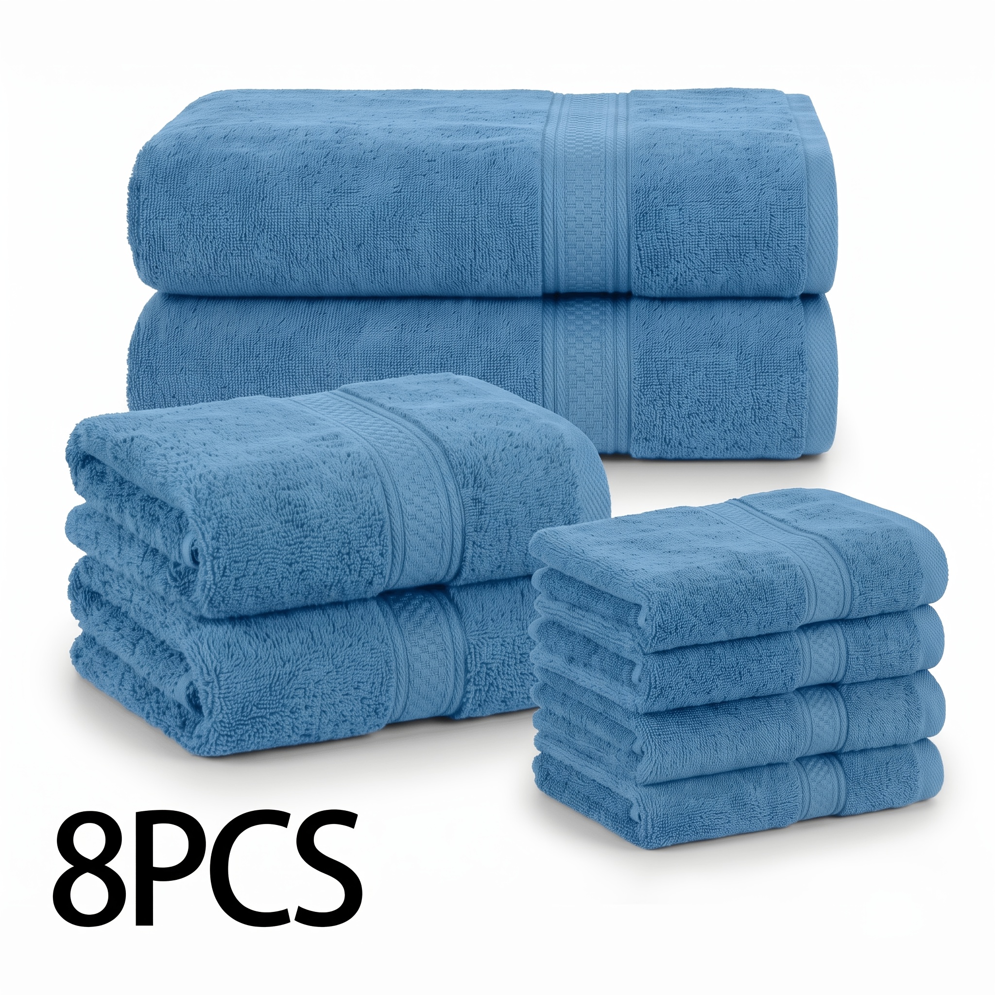TEMU 16pcs/8pcs 2 Bath Towels, 2 Hand Towels, 4 Washcloth, Towel Set Luxurious, Soft, , Absorption, Quick Drying, Thick Towel, Suitable For Families,