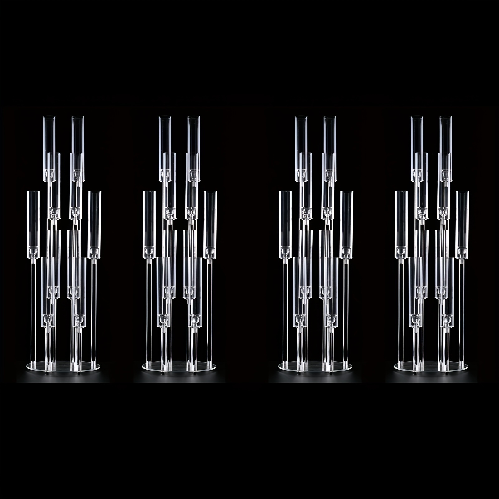 

4 Pack 10 Arm Clear Acrylic Candelabra Wedding Centerpieces, For Christmas, Halloween, Table Decor, Dinner, Living Room, Party (37.7inches Tall)