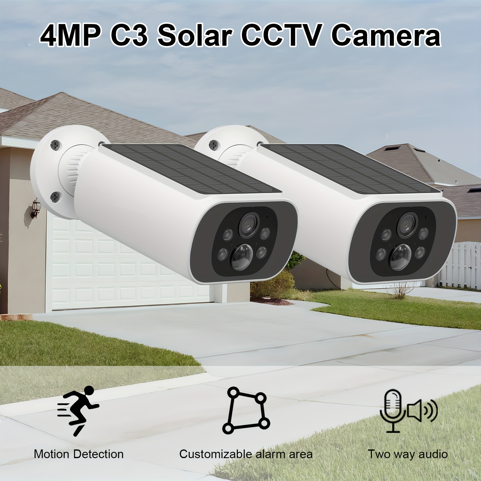 Battery Powered Security Camera With Spotlight 4MP Outdoor Wireless ...