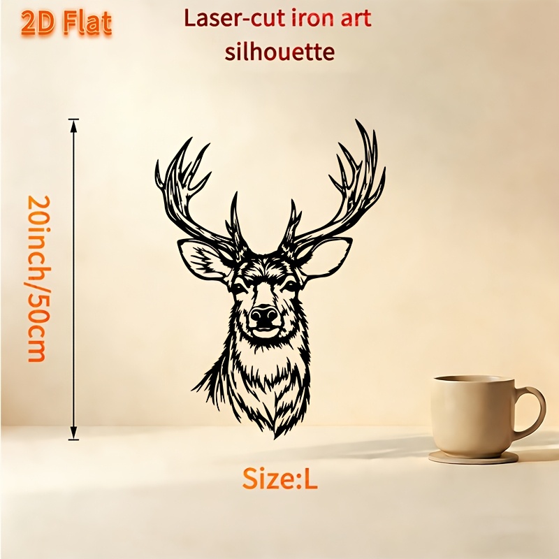 TEMU 1pc Deer Head Metal Wall Art | Ideal Gift For Christmas, New Year, And Nature Enthusiasts | Perfect For Living Room, Garden Fence, Unique And