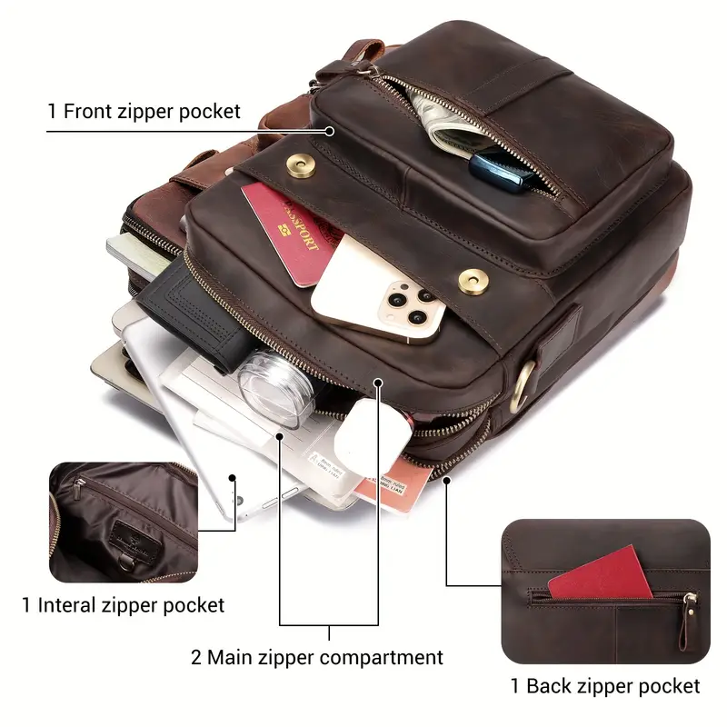 are scratches on   genuine leather please accept it   true genuine leather single shoulder bag vintage top layer cowhide genuine leather crossbody bag high quality   genuine leather mens messenger   men male neutral   men s travel accessories must have items for traveling suitable for use when traveling Product details 2