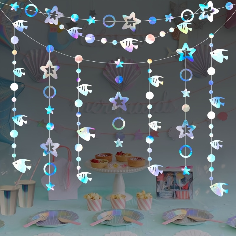 

Couronne de Guirlande en Holographique Inspirée de l'Océan avec Étoiles de Mer & Perles - Parfaite pour les Enterrements de Vie de Fille, Anniversaires, Décorations de Mariage & Plus