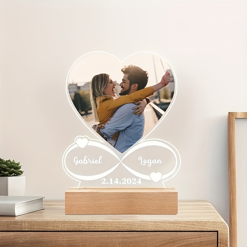 

Room Decor Customizable Acrylic Photo & Infinity - Personalized Home Decor For Valentine's Day/anniversary/wedding Gift, Ideal For Room Decoration