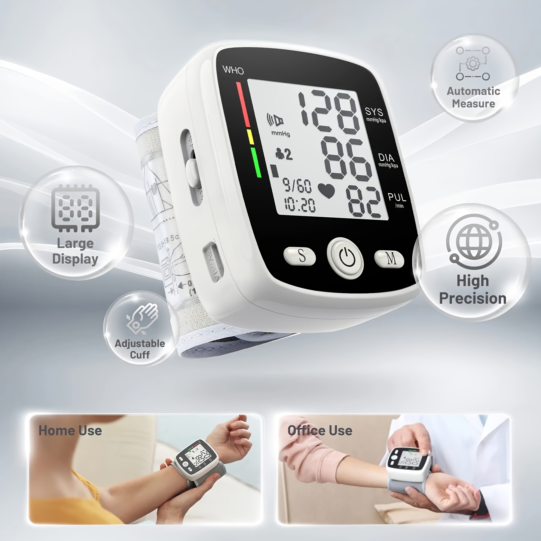   kun rechargeable digital wrist blood pressure monitor with voice broadcast large lcd display portable usb charging 198 reading memory storage adjustable cuff     for   monitoring blood pressure monitor wrist cuff automatic userfriendly design rechargeable device personal health     durable construction healthconscious individuals Product details 3