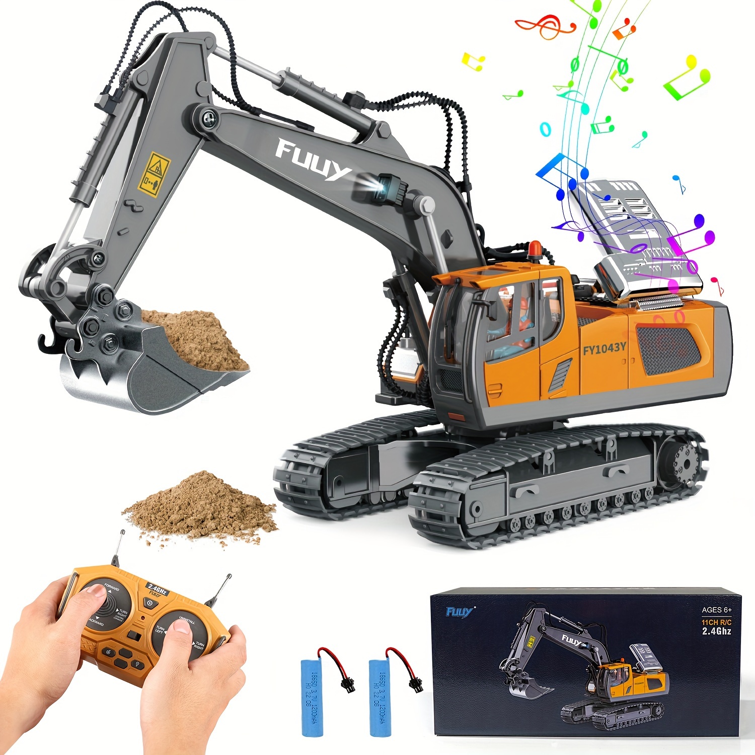 TEMU 2.4g Remote Control 1:18 Remote Control Toys Suitable For Beginners Indoor And Outdoor Toys Engineering With Metal Shovel Remote Control