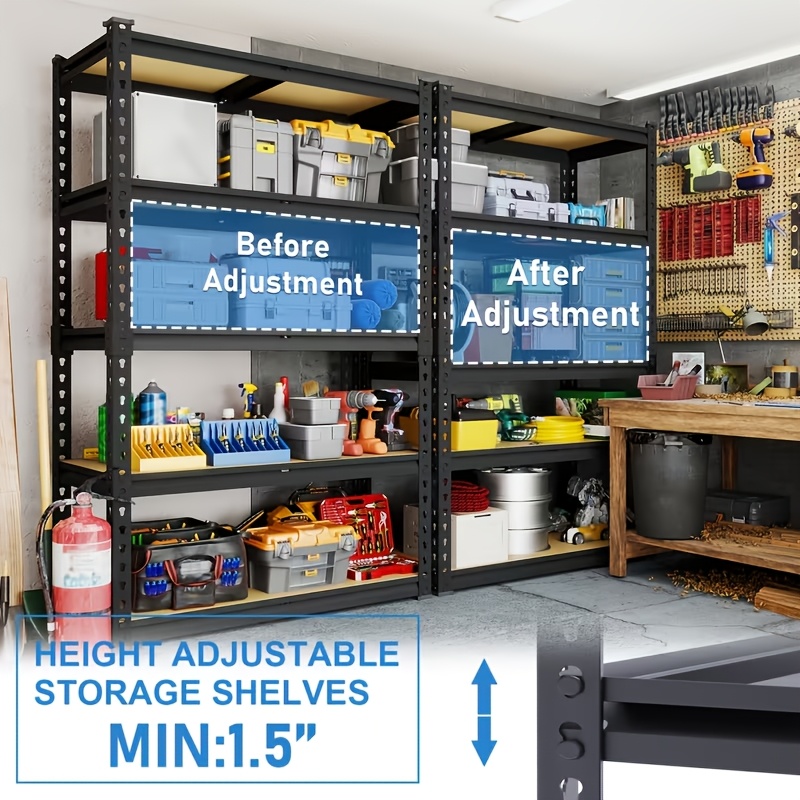 2pcs 5-Tier Heavy-Duty Metal Storage Shelves, 900KG Capacity
