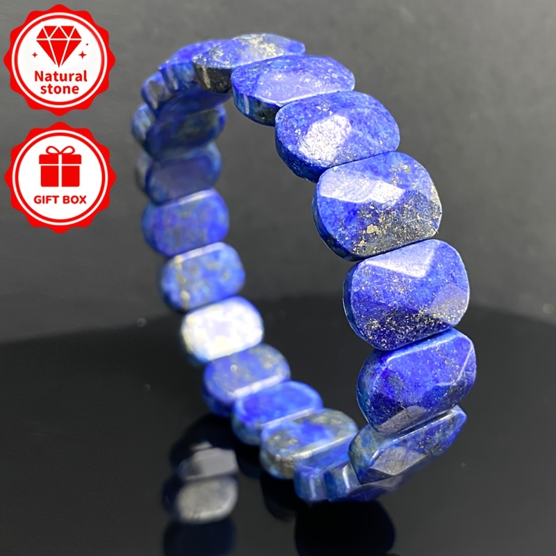 Natural Lapis Lazuli Faceted Bracelet, Bohemian Style