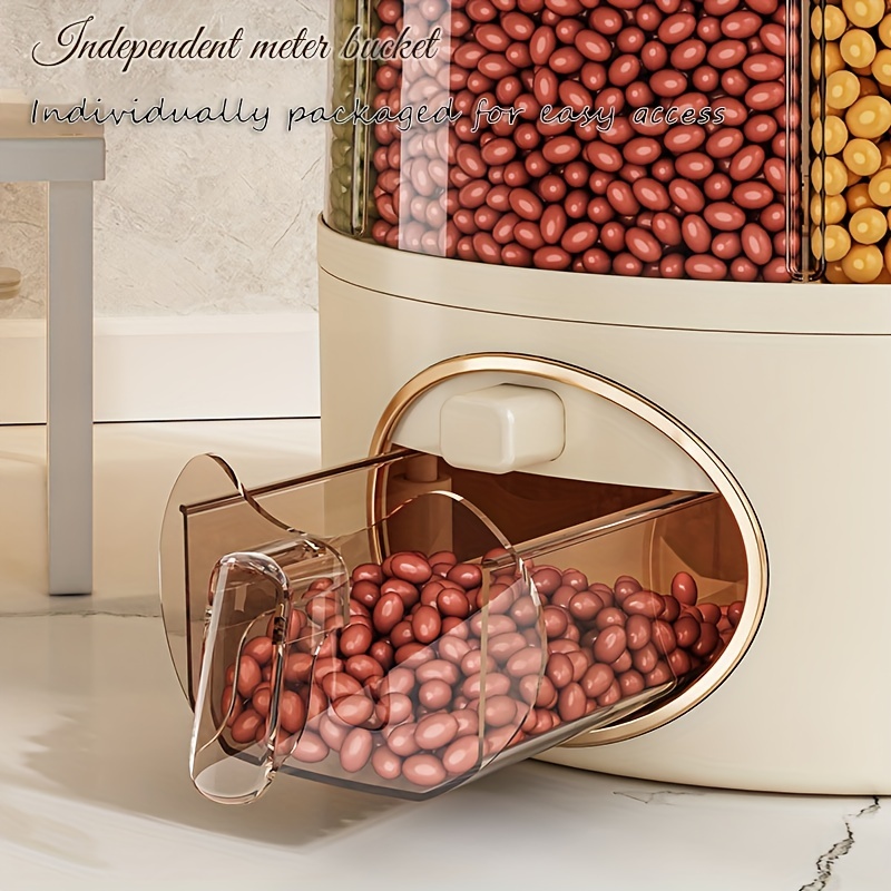 1pc large capacity plastic grain storage container rotary loading rice dispenser with insect and moisture multi functional kitchen organizer for cereal and kitchen storage solution sleek storage design insectproof storage details 6