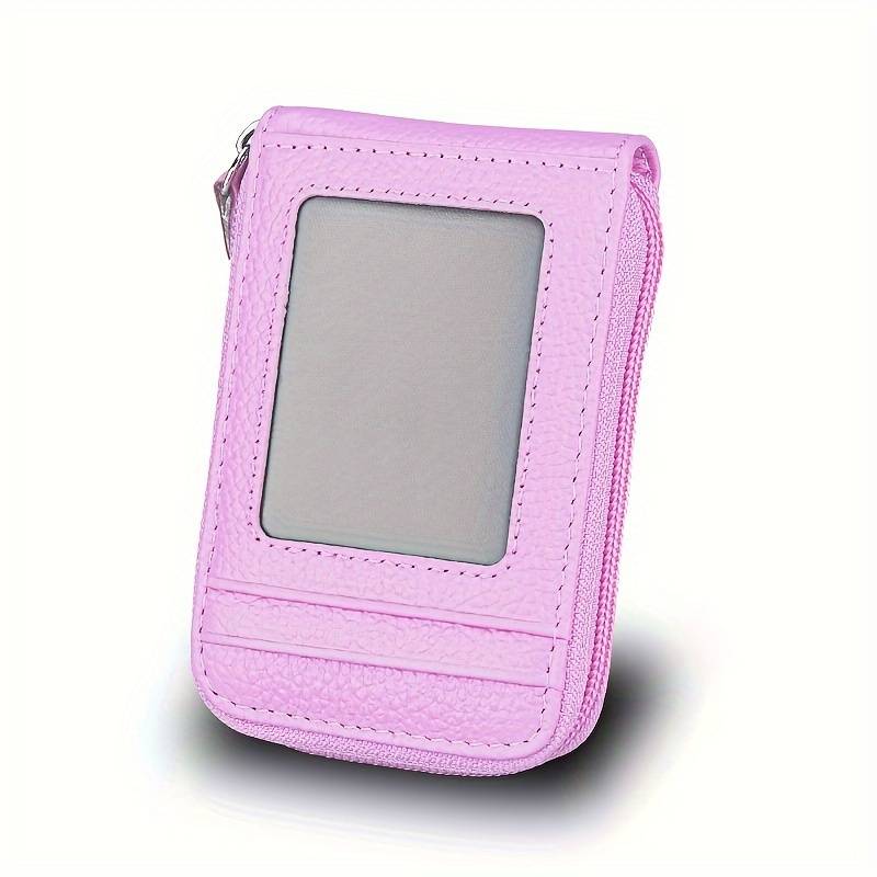 Slim Credit Card Wallet With ID Window - 9 Card Slots & Zippered Pockets (PU Leather)