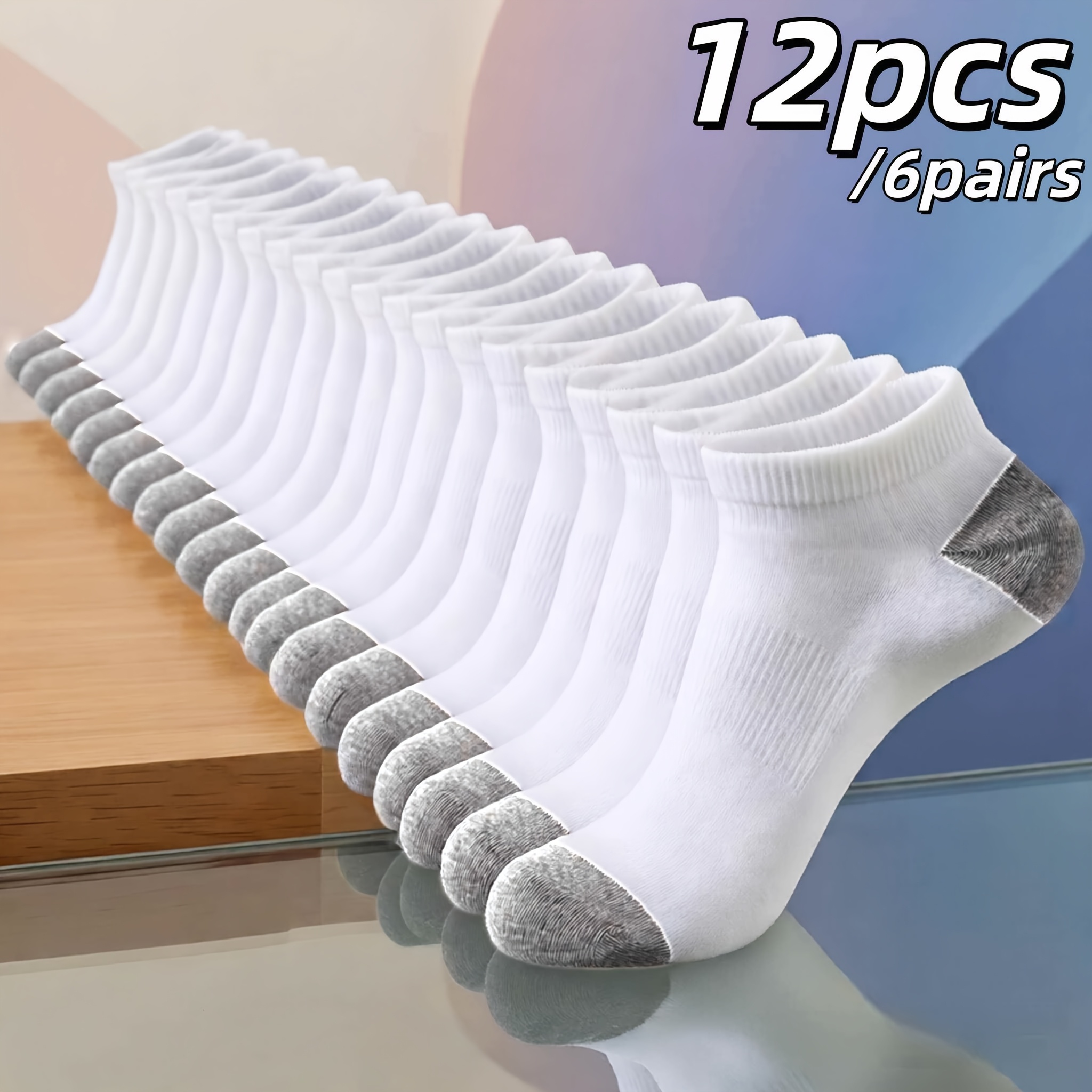 TEMU 12 Stück (6 Paare) Herren Verdickte Feuchtigkeitstransportierende Sportsocken] Herbst- und Winter-Wadensocken, Elastisches Rippchen,