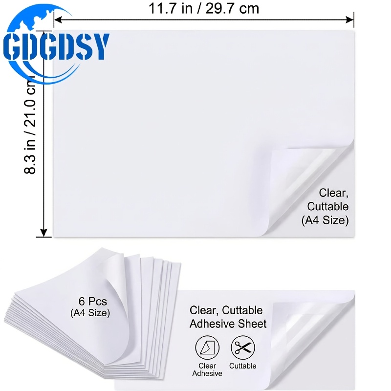 TEMU 6pcs Gdgdsy Clear Double-sided Adhesive Sheets Suitable For Diy Crafts, Scrapbooking, Pop Cards, Office Use - Cuttable Plastic Coated Paper With