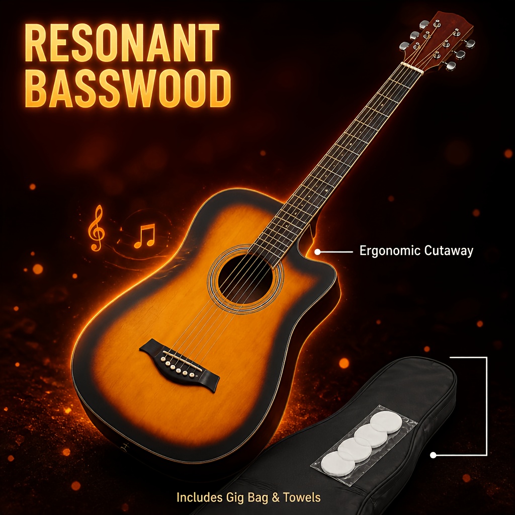 38 Inch Basswood Acoustic Guitar, Portable Size for Easy Carrying,... product image 9
