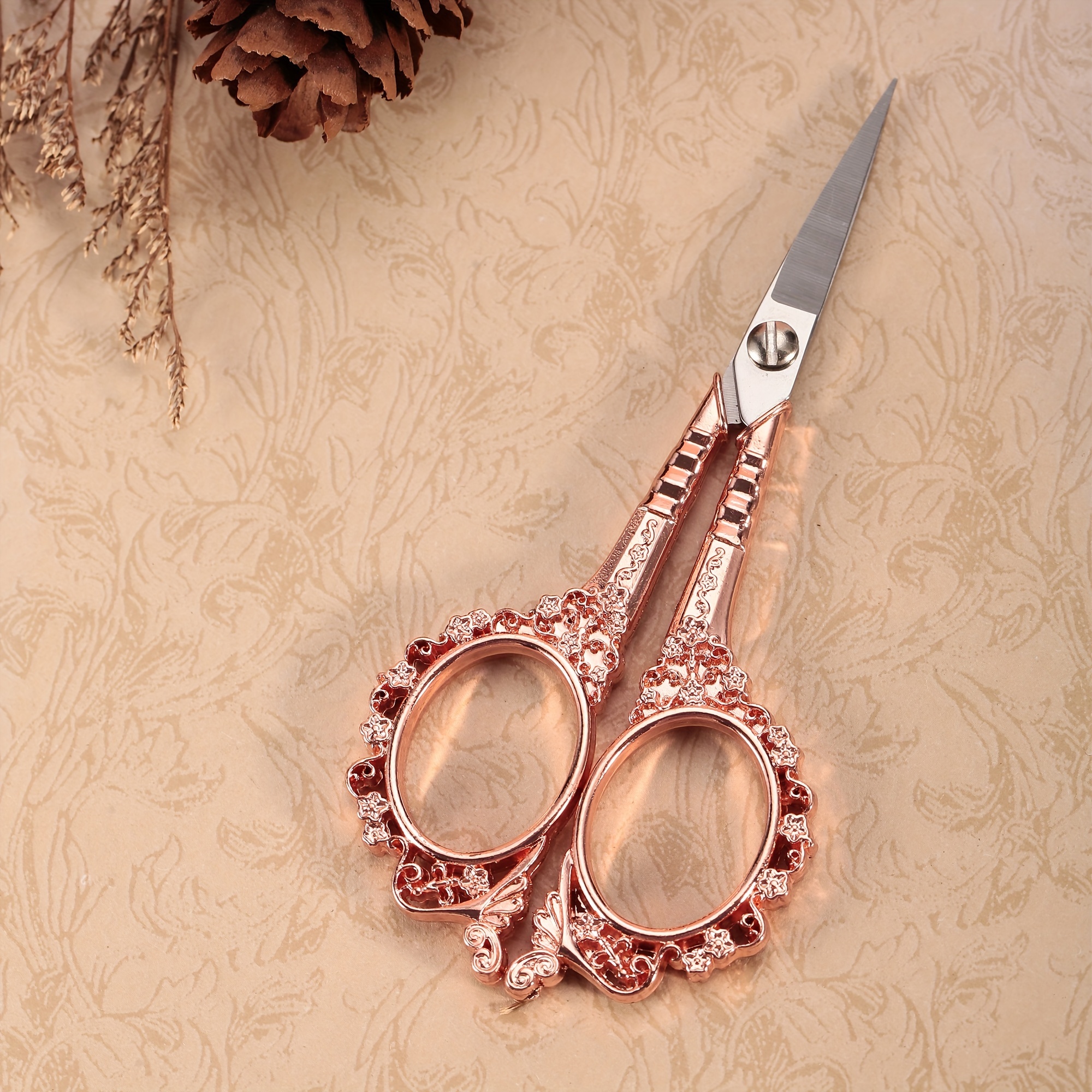 TEMU 1pc 4.7inch Vintage Beauty Scissors For Eyebrows Grooming Stainless Steel Nose Hair Beard Trimmer Scissors Diy Tool