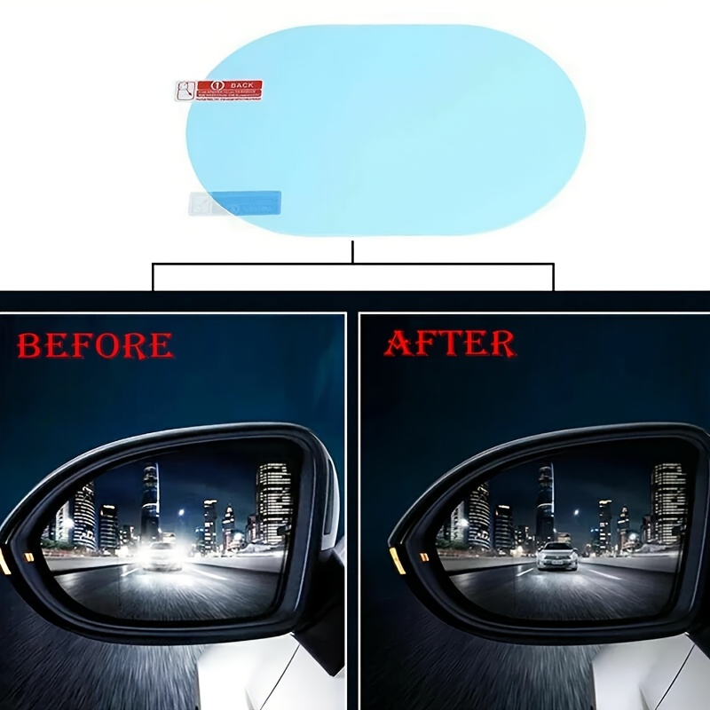 2-Pack PVC Anti-Fog Mirror Protective Film Stickers, Waterproof Rainproof Clear Vision Shield for Vehicle Side Mirrors, Auto Exterior Accessory
