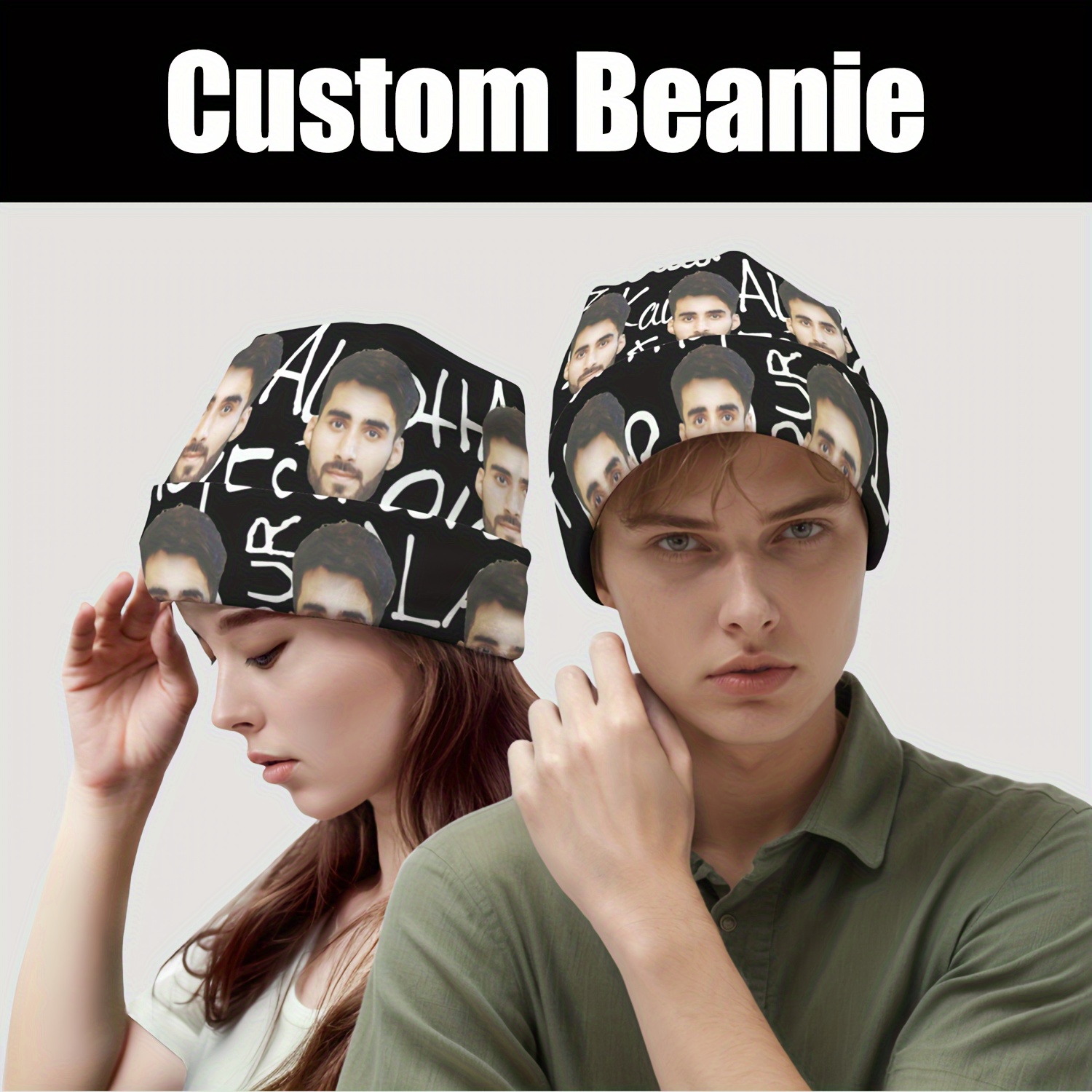 

Customizable Knitted Beanie Hat For Men And Women - Cool & Handsome Polyester And Spandex Blend, Machine Washable, Non-fading, Textured Pattern, Elastic Soft Cap With Personalized Design